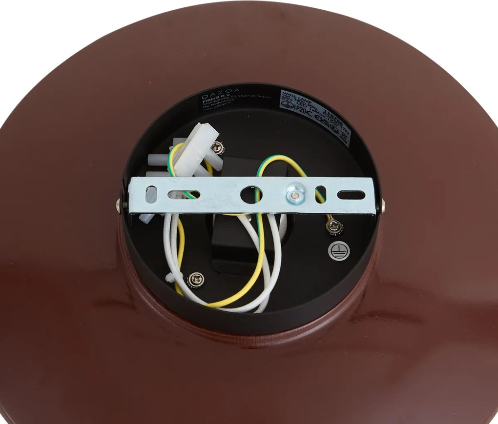 Retro plafondlamp donker rood met opaal glas - Lila