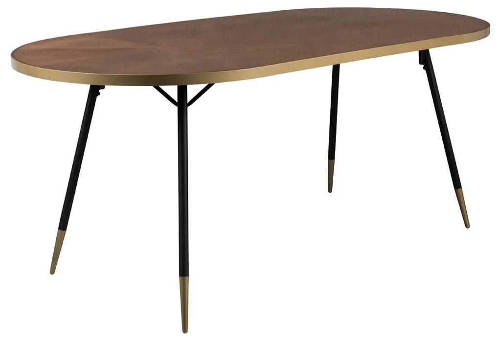 Lavis Denise Ovale Eettafel Walnoot En Messing - 180 X 90cm.
