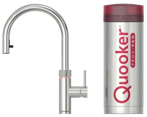 Quooker flex kokendwaterkraan - draaibare & uittrekbare uitloop - PRO3 reservoir - Warm / kokend water - RVS 3XRVS