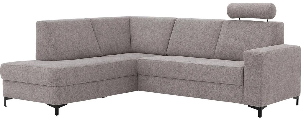 Goossens Basic Hoekbank Helsinki Incl. Hoofdsteun bruin, stof, 2-zits, modern design met ligelement links
