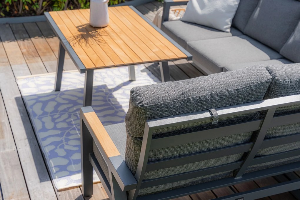 Hoek loungeset 6 personen Aluminium/teak Grijs Lifestyle Garden Furniture Marseille