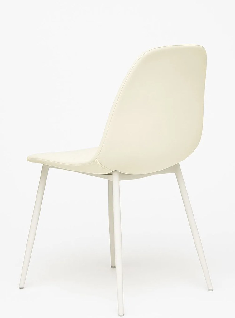 Set 4 White Teok Stoffen Stoelen