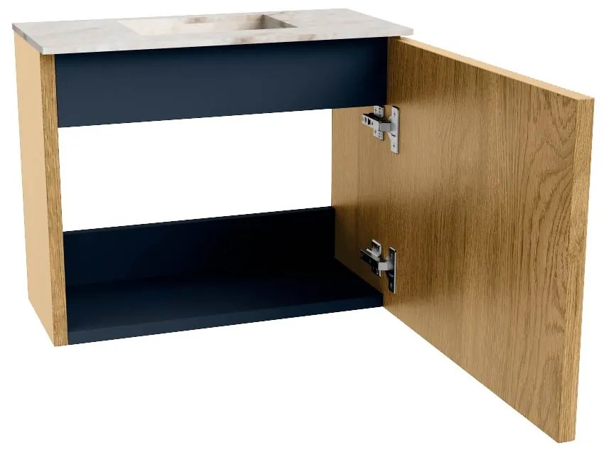 Mondiaz Joya DLux 50cm toiletmeubel oak met wastafel faye midden zonder kraangat frappe