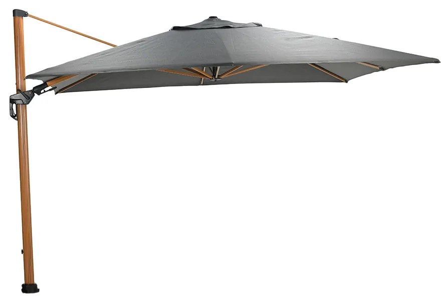 Garden Impressions Zweefparasol Hawaii Deluxe 300x300 - teak look / donker grijs