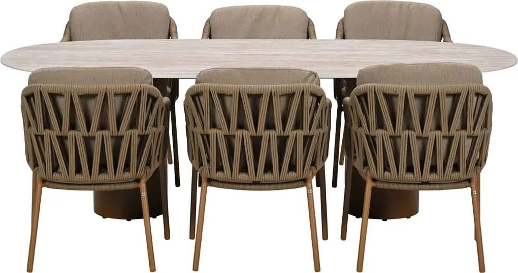 4 Seasons Biarritz tuinset 7-delig amber - Colorado tuintafel 240x105 cm ovaal