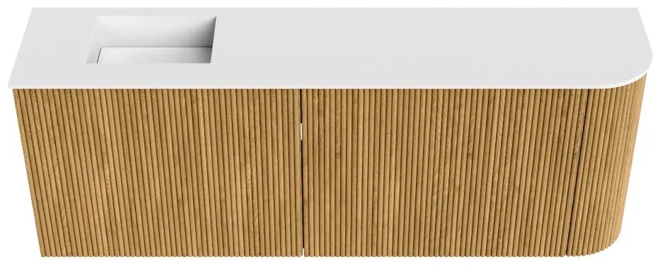 Mondiaz Joya 110cm toiletmeubel ronding rechts oak met wastafel faye links zonder kraangat talc