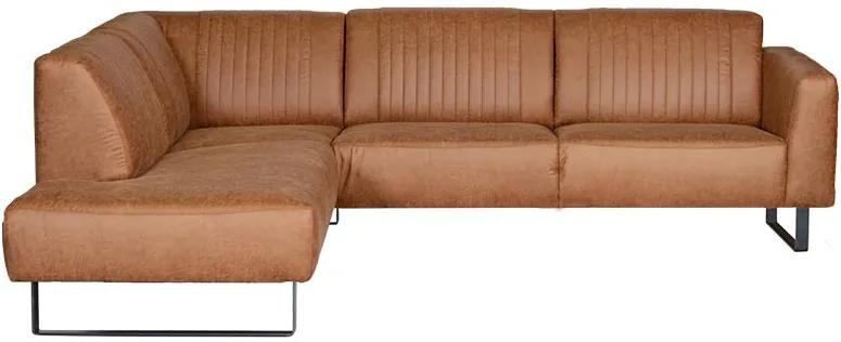 Loungebank Vargo chaise longue links | lederlook Missouri cognac 03 | 2,10 x 2,70 mtr breed
