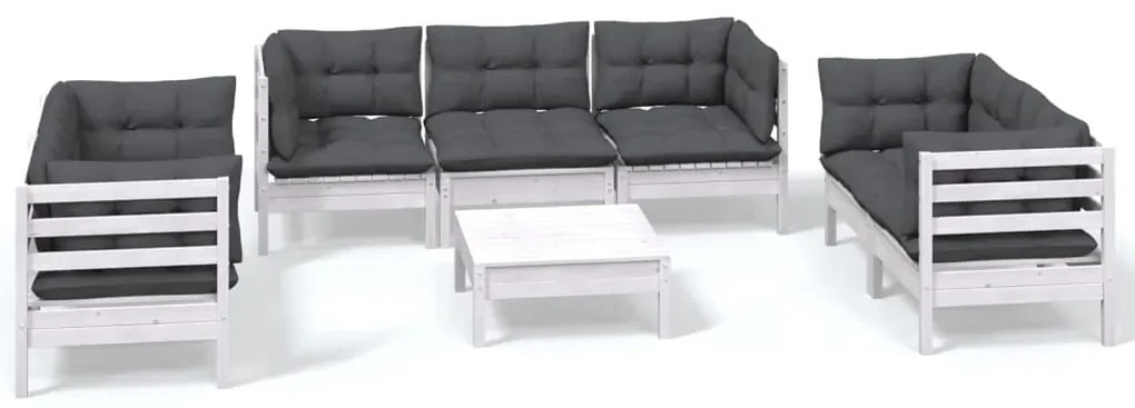 vidaXL 8-delige Loungeset met kussens massief grenenhout