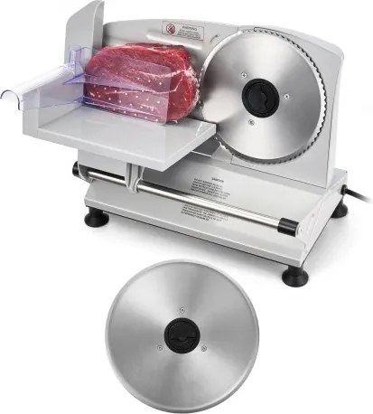 VEVOR Universele Vleessnijmachine 150 W 65-90 RPM Snijmachine met 17 cm mes, instelbare dikte 0-15 mm voor bevroren vlees, ham, biefstuk