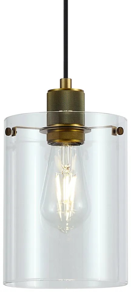 Design hanglamp brons met helder glas - Domo