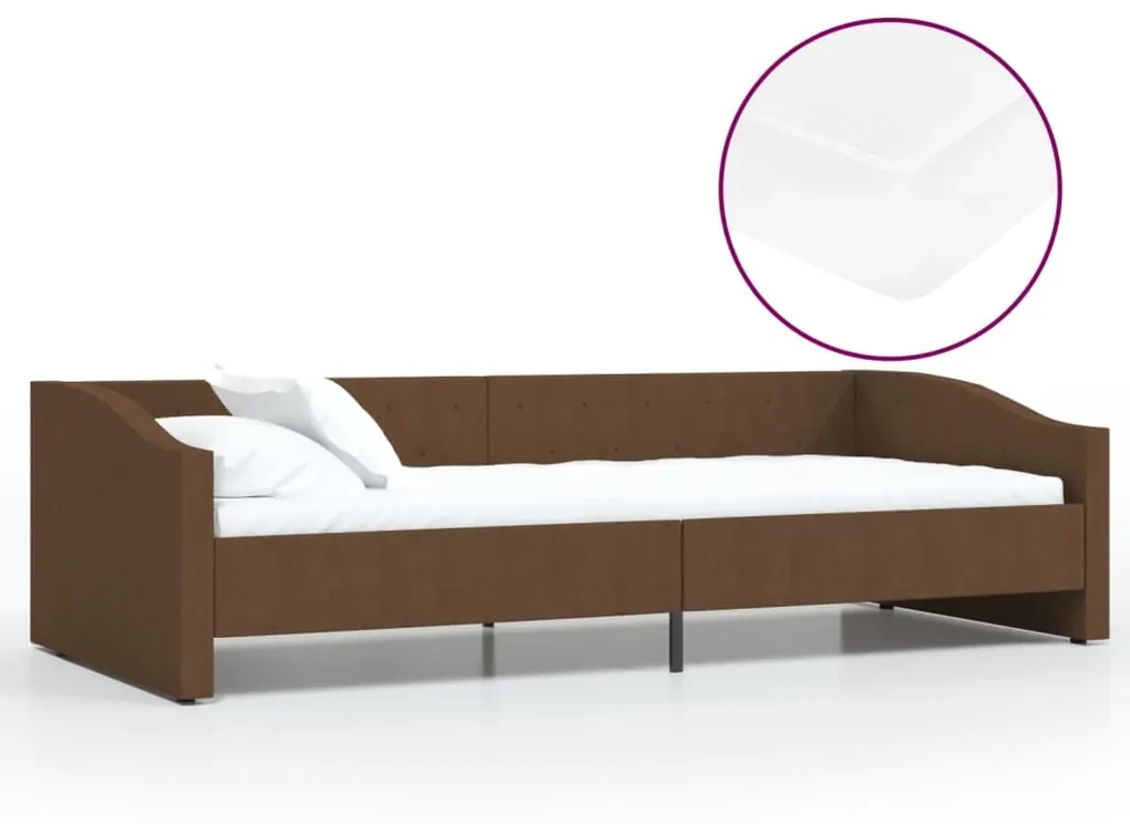 vidaXL Slaapbank met matras en USB stof donkerbruin 90x200 cm
