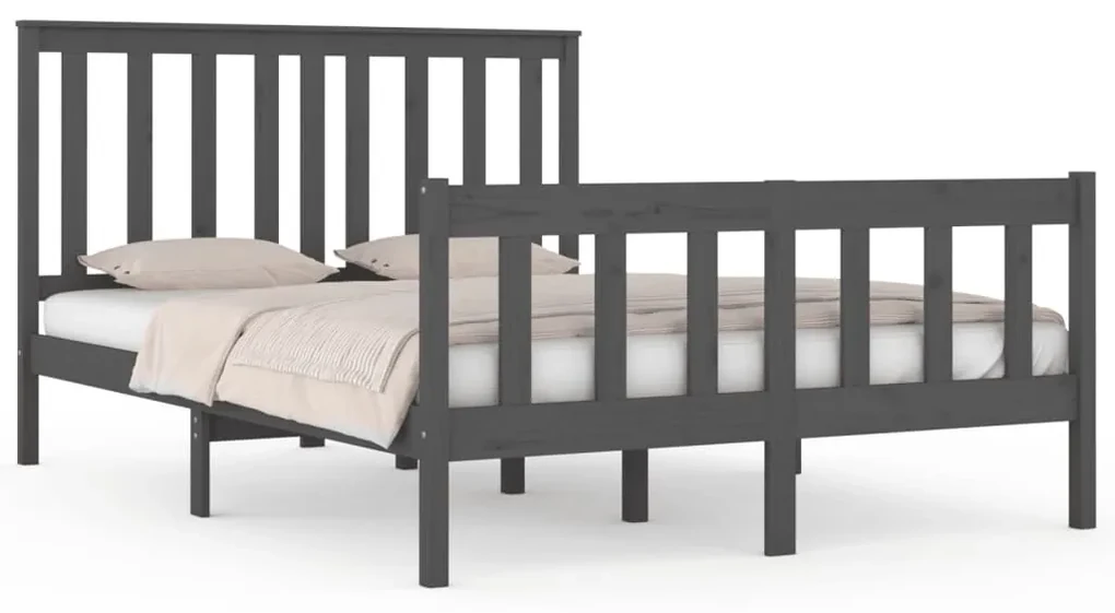 vidaXL Bedframe massief grenenhout grijs 120x190 cm 4FT Small Double