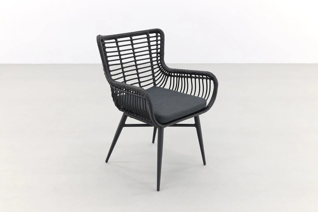 Jasmine Black/Rome 4-persoons dining tuinset 170x100 cm. - Grey teak