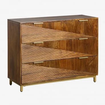 Bureau 110x40 Cm In Mangohout Baty Donker Handvat Hout - Sklum