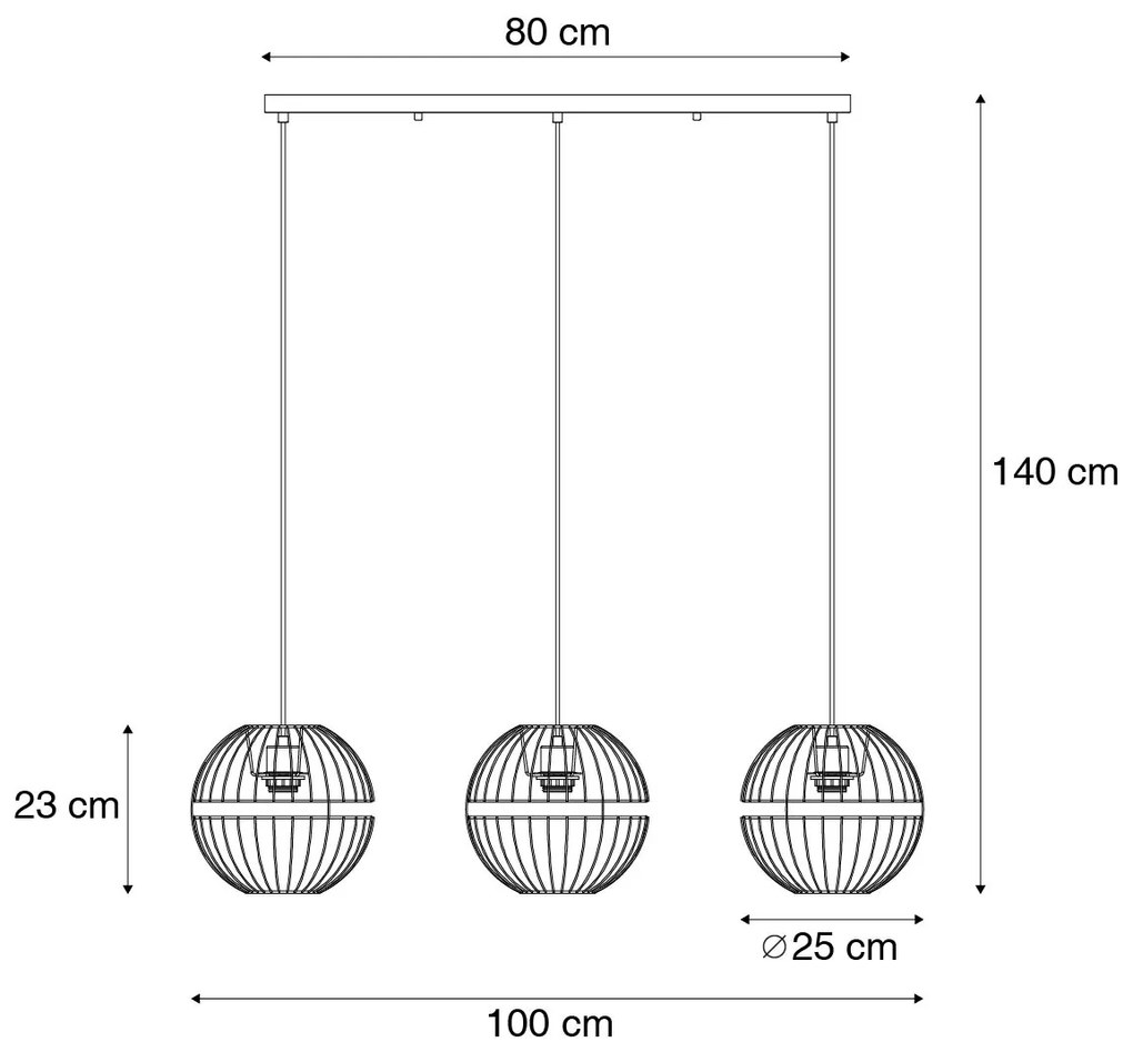 Eettafel / Eetkamer Moderne hanglamp zwart 3-lichts - Sphaera Modern E27 Binnenverlichting Lamp