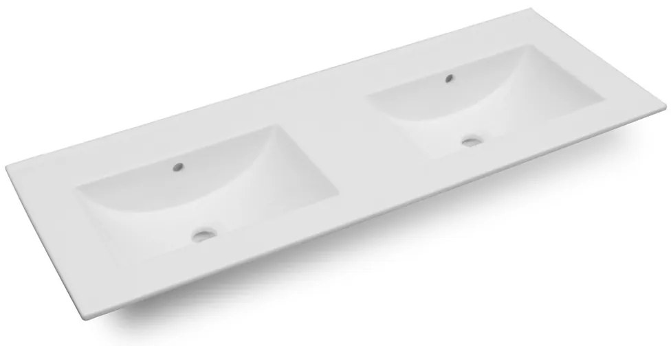 Fontana Lento wit badkamermeubel ribbelfront met witte wastafel 120cm zonder kraangaten