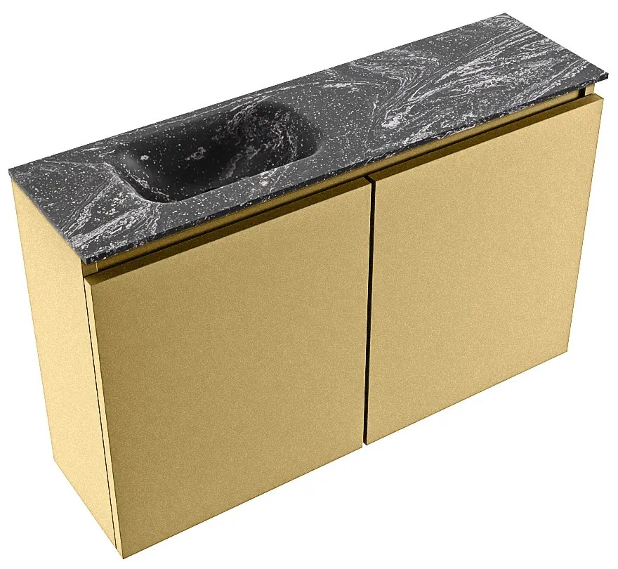 Mondiaz Ture DLux toiletmeubel 80cm oro met wastafel lava links met kraangat