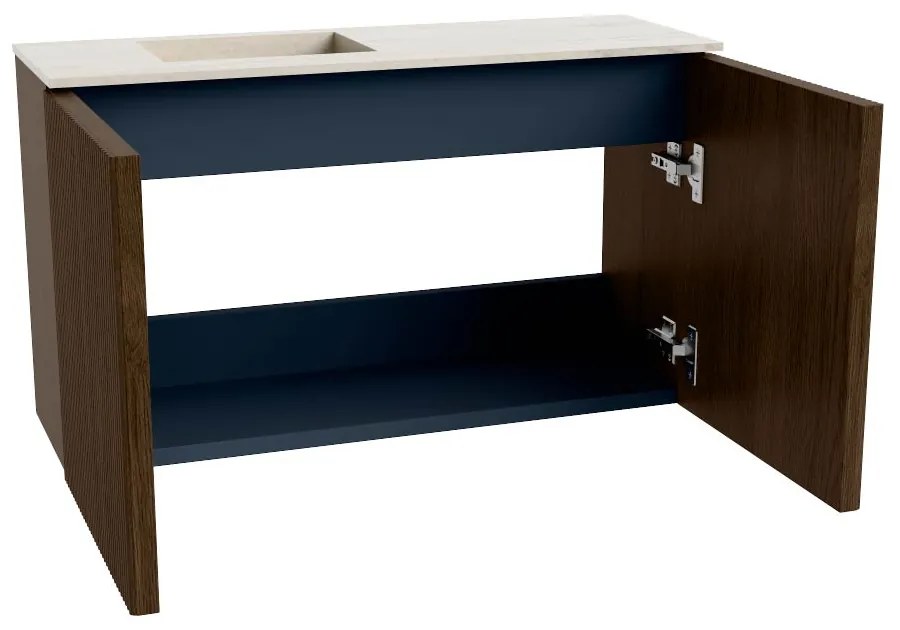 Mondiaz Joya DLux 70cm toiletmeubel walnut met wastafel faye links 1 kraangat meli