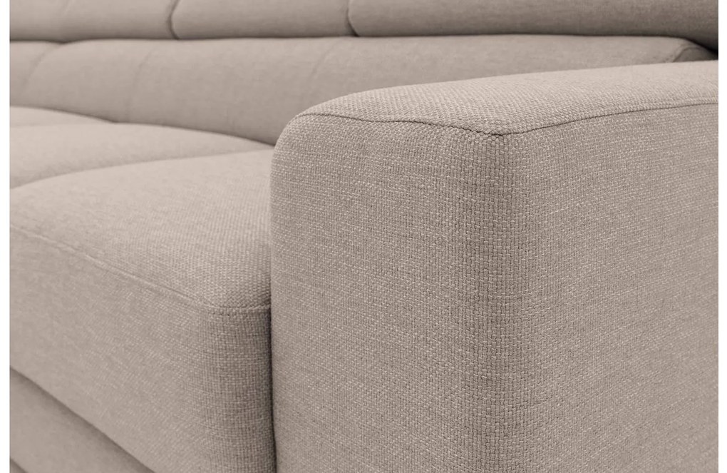 Goossens Bank Nora beige, stof, 3-zits, stijlvol landelijk met ligelement links