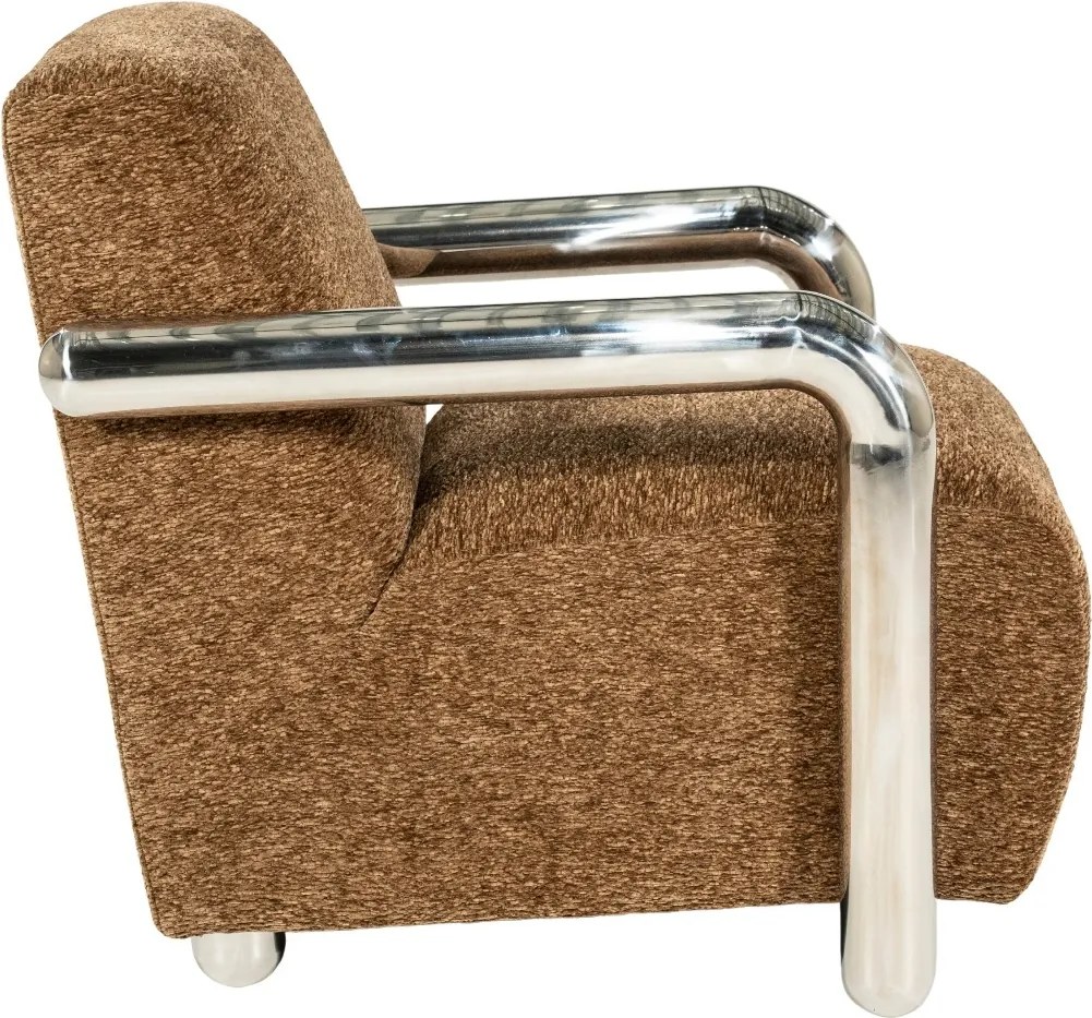 Fauteuil Chromen Armen Bruin