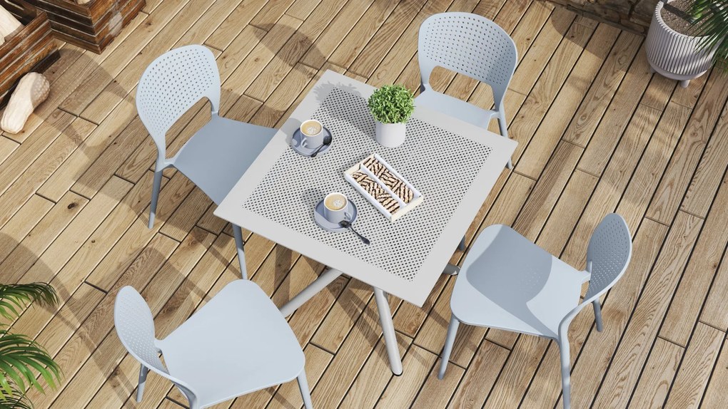 FLAVIO 80x80 Lichtgrijs (asgrijs) - MODERNE VIERKANTEN TUINTAFEL (voor keuken, café, tuin)