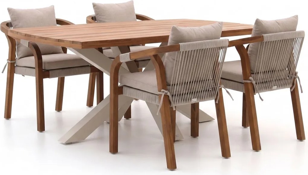 Diningset Bellagio  | 4 personen teakhout | Tuinset stapelbaar | 5-delig | Kees Smit Tuinmeubelen