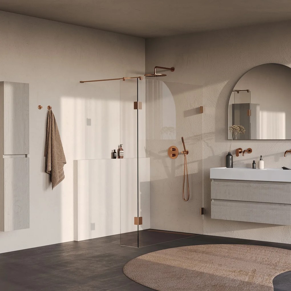 Brauer Void profielloze inloopdouche 140cm met 40cm zijwand koper geborsteld PVD