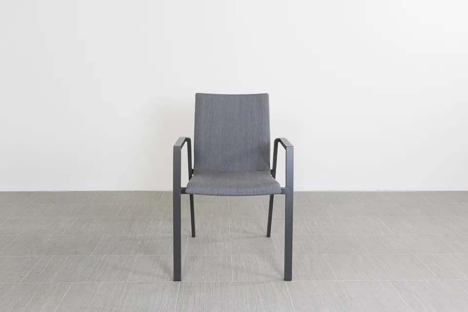 Lima/Alma 6-persoons stapelbare tuinset 160x90 cm. - Antraciet