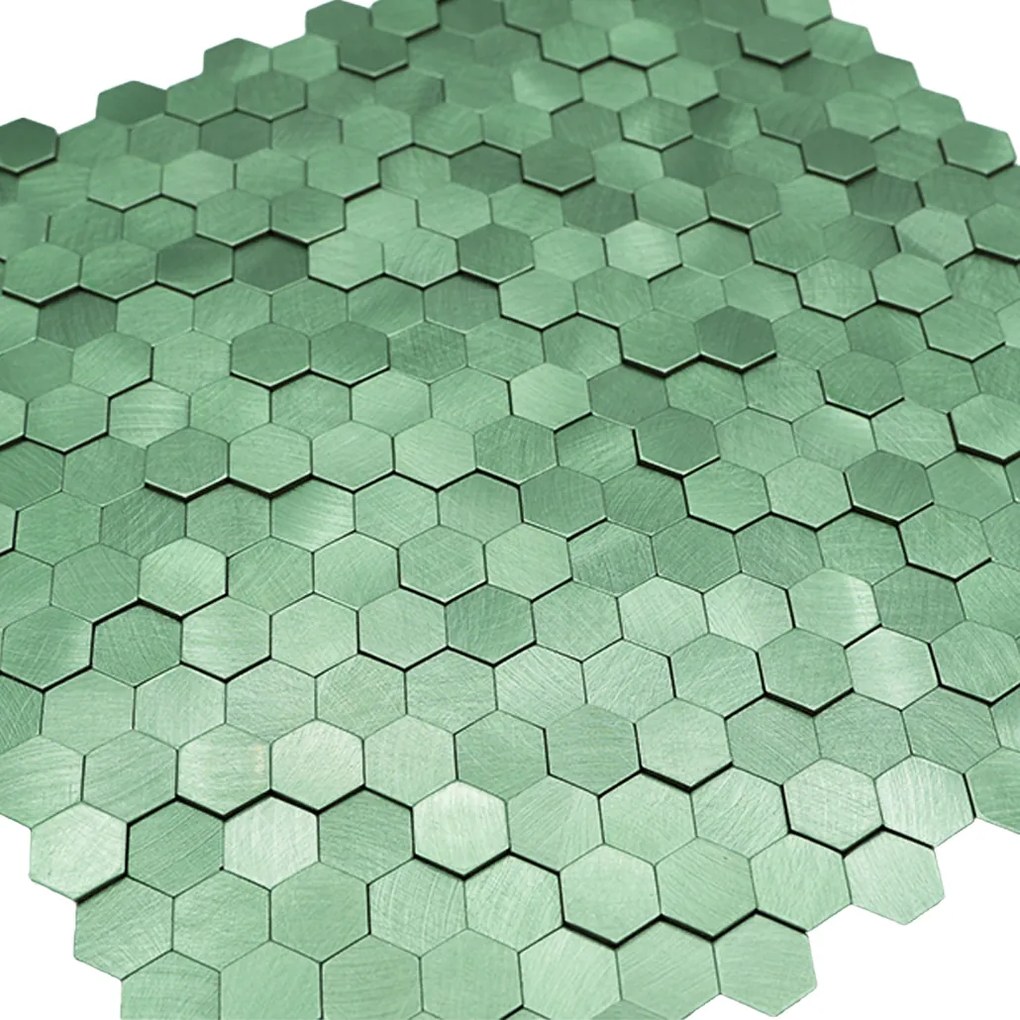 Zelfklevende Mozaïektegels Metaal | Mini Hexagon 3D Pastelgroen | 29,8×30,7 cm | Keuken, Bad & WC