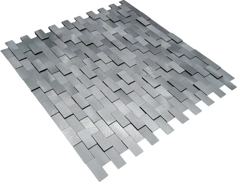 Zelfklevende Mozaïektegels Metaal | Steenstrip 3D Zilver | 30×29,8 cm | Keuken, Bad & WC