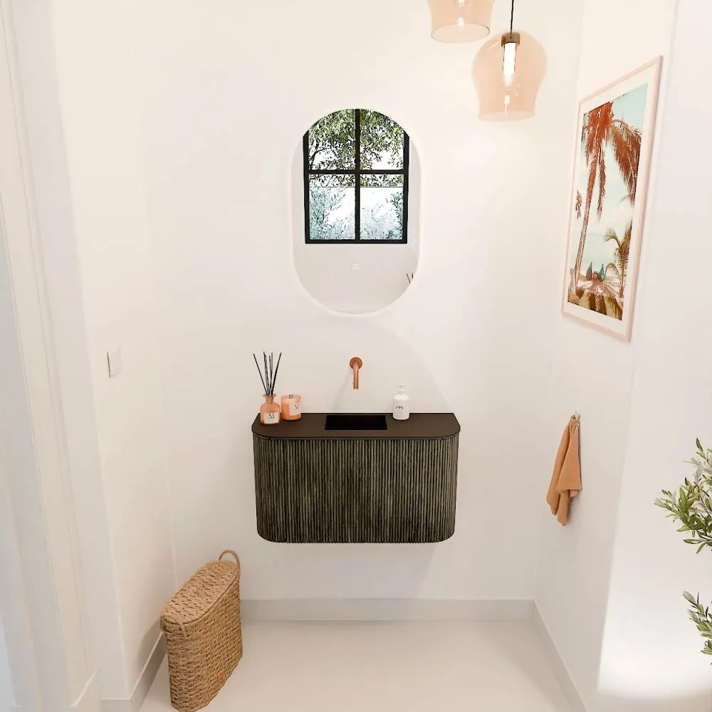 Mondiaz Joya 75cm toiletmeubel ronding links/rechts shadow met wastafel faye midden zonder kraangat urban