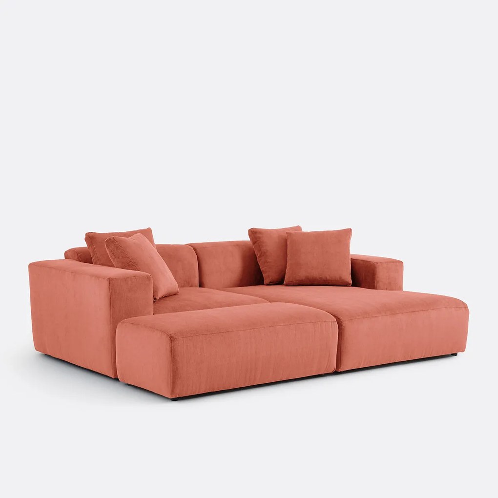 XL poef, fijn geribbeld fluweel, Liora