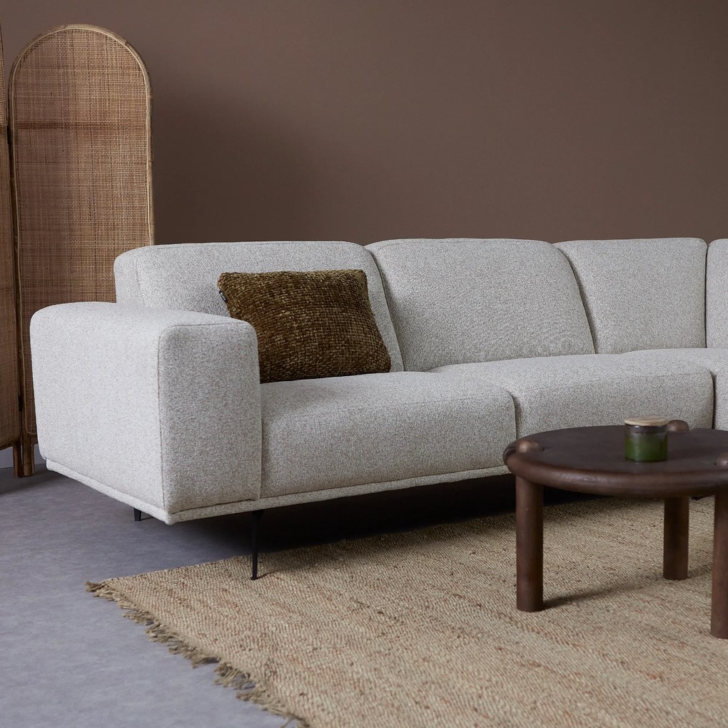 Moderne Hoekbank Beige Ottomane Rechts