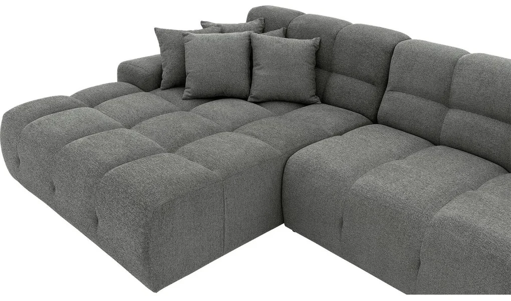 Goossens Excellent Bank Kubus - 30 X 30 Cm Stiksel grijs, stof, 1,5-zits, modern design met chaise longue links