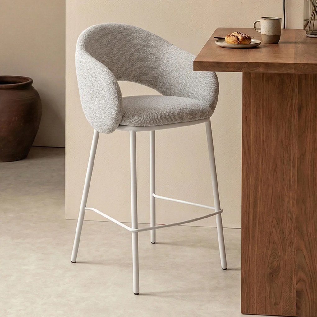 Moderne Barstoel Beige Met Armleuningen