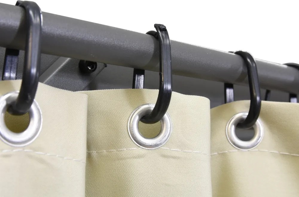 La Palma 4x4m witte terraspergola met Garden Point gordijnen