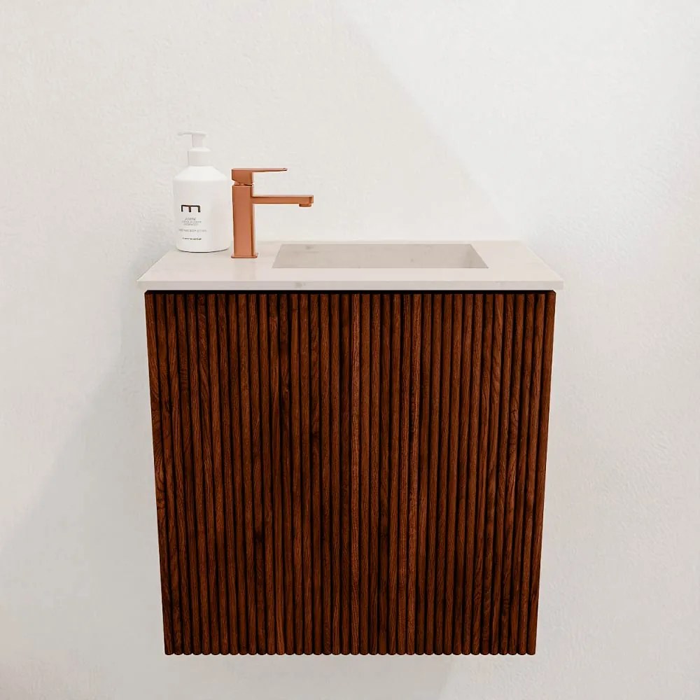 Mondiaz Joya DLux 40cm toiletmeubel ruby met wastafel faye rechts 1 kraangat meli