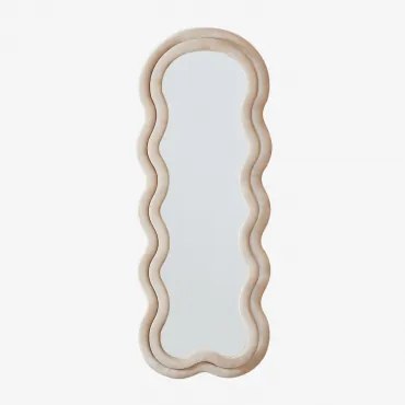 Onregelmatige Wandspiegel 60x160 Cm Bekleed Evelyn Fluwelen Beige - Sklum