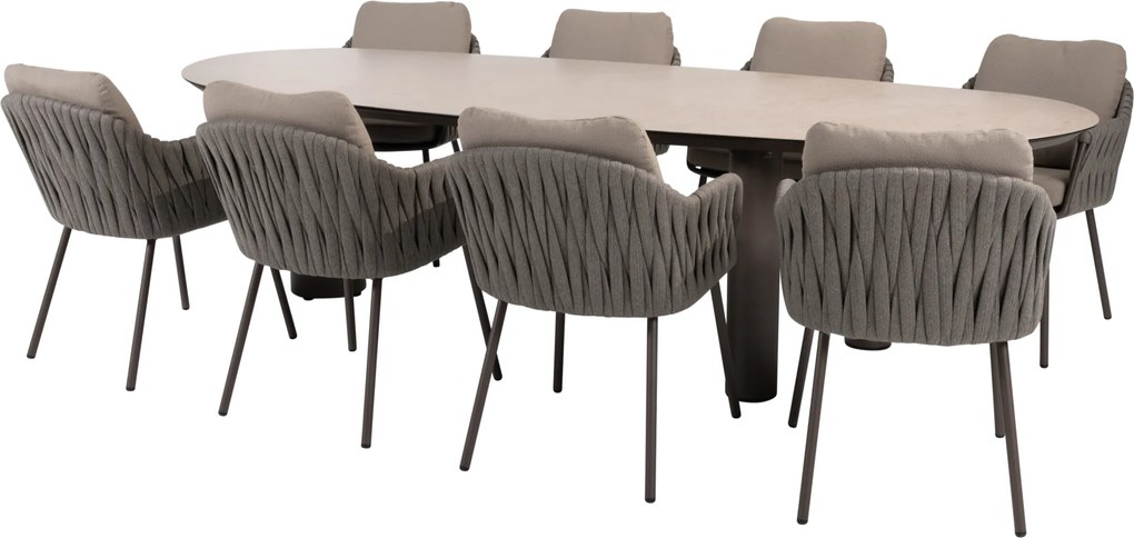 Denia Cannes dining tuinset 290x110xH75 cm 9 delig keramiek terre Taste 4SO