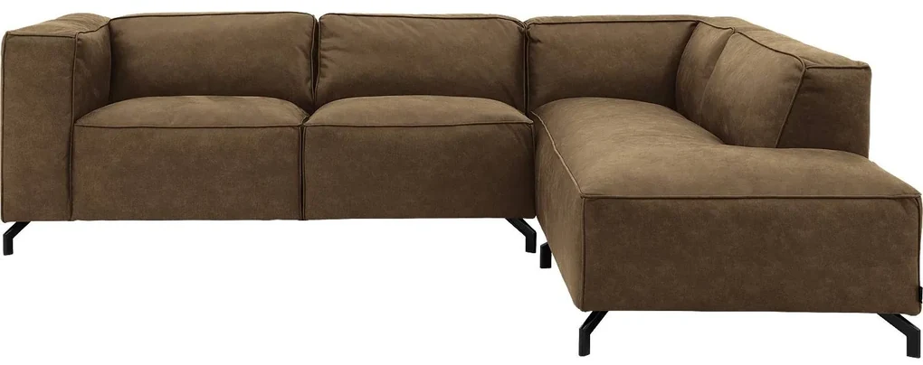 Goossens Bank Calvin antraciet, micro leer, 2,5-zits, modern design met ligelement rechts