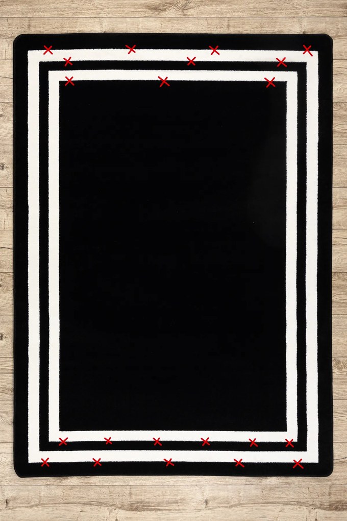 Tapijt HAMPTON Kader zwart - TWEEDE-KLASSE PRODUCT