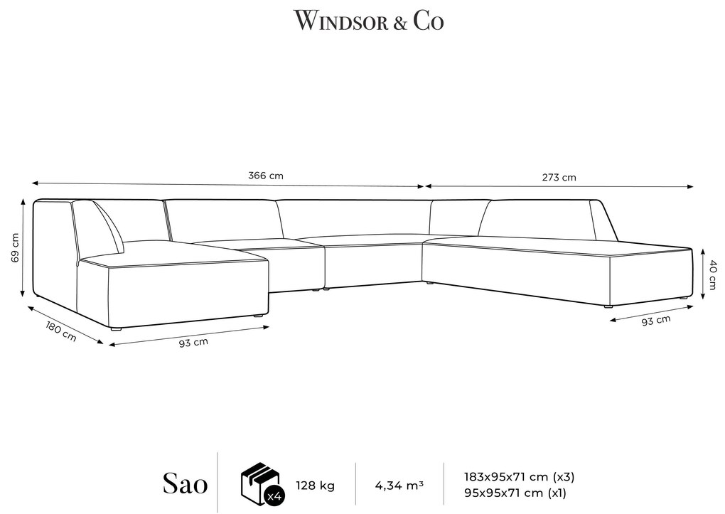 U-bank Sao velvet rechts | Windsor & Co