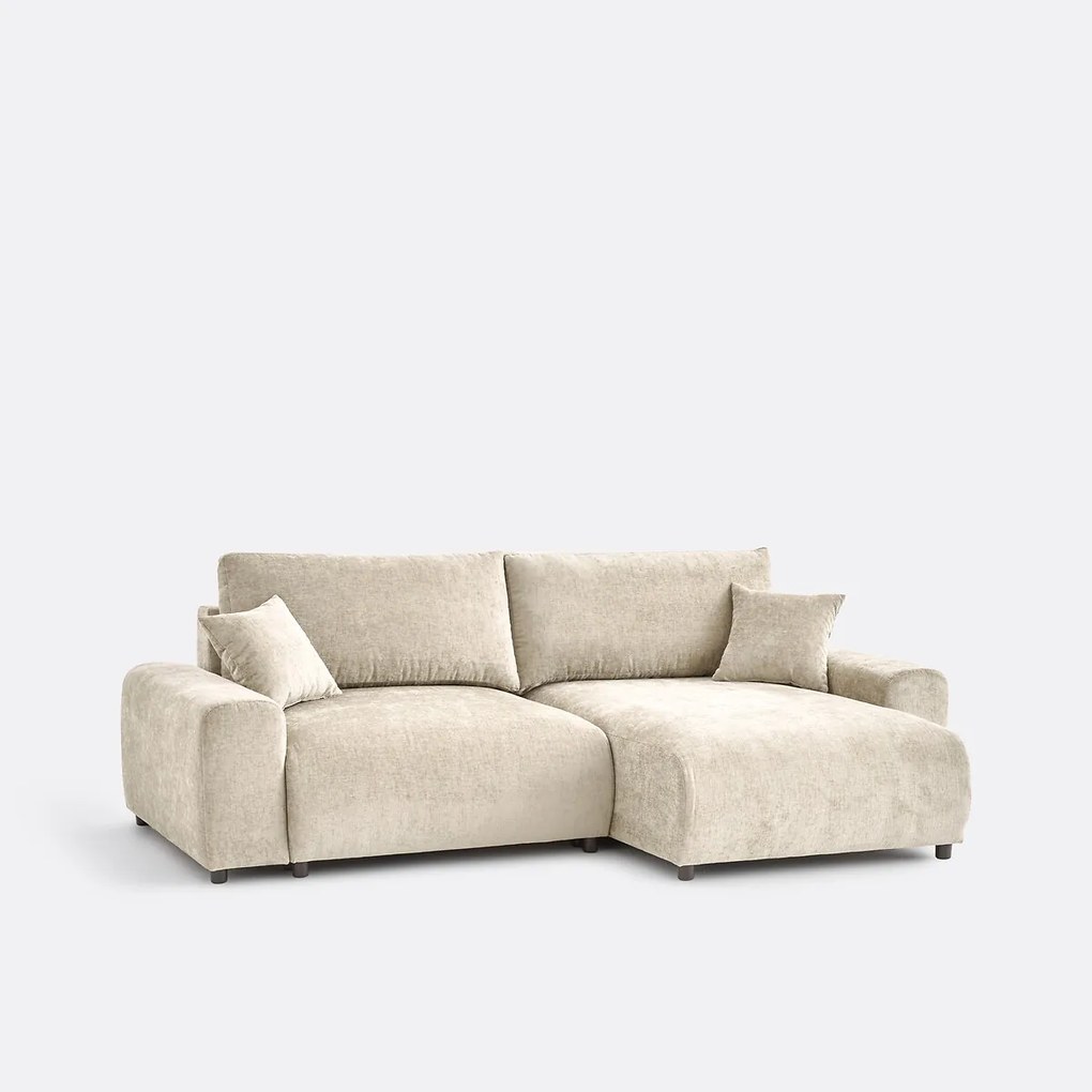 Omkeerbare hoekbank, omvormbaar, met box, in gevlamde chenille, GALENE