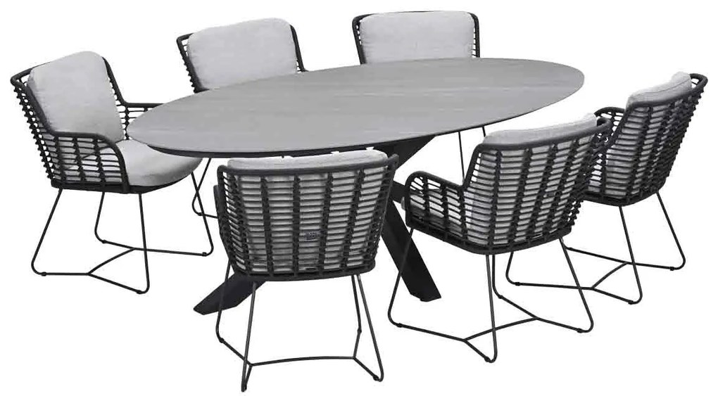 Garden Impressions Fabrice tuinset 7-delig - Scot tuintafel Napoli sand 230x115 cm
