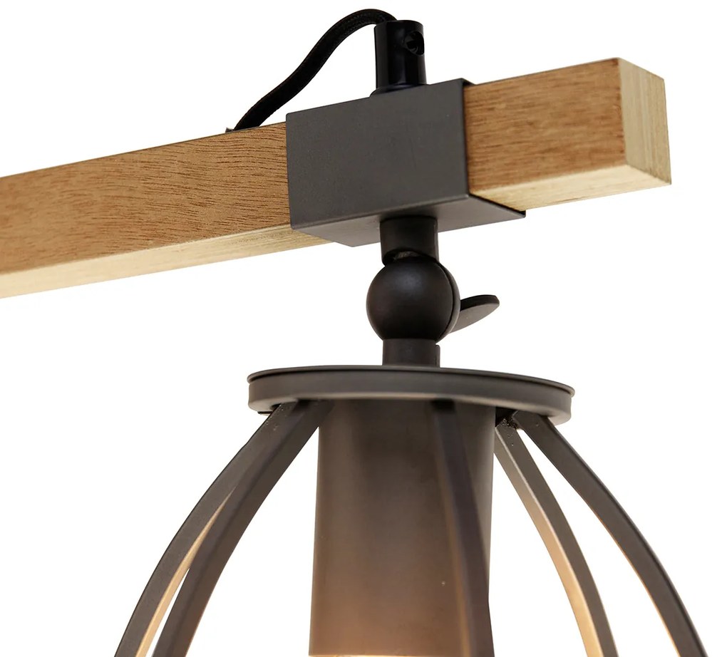 Smart wandlamp donkergrijs met hout verstelbaar incl. Wifi A60 - Arthur