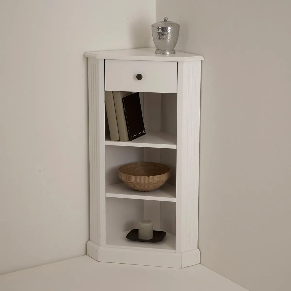 Hoekkast in gelakt wit, Authentic Style