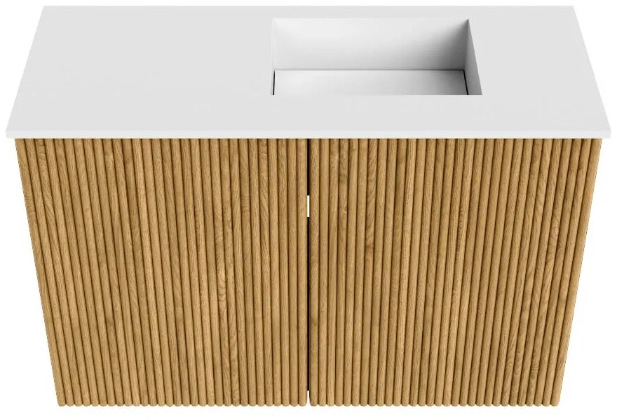 Mondiaz Joya 60cm toiletmeubel oak met wastafel faye rechts zonder kraangat talc