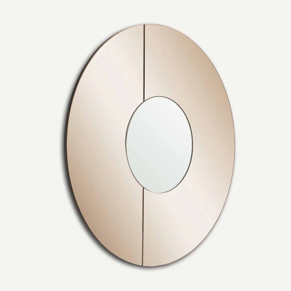 Ronde amberkleurige spiegel, diameter 90 cm, TINTO