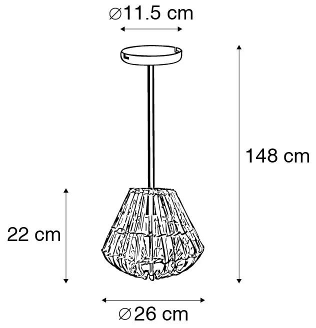 Landelijke hanglamp bamboe met wit - Canna Diamond Landelijk E27 rond Binnenverlichting Lamp