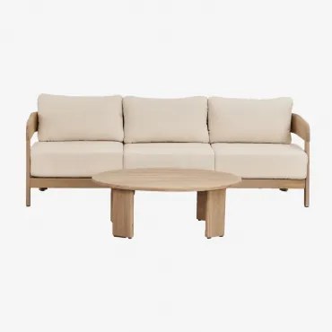 Uleno Tuinset Met 3-zitsbank En Salontafel Van Acaciahout Lichte Acaciekleur - Sklum